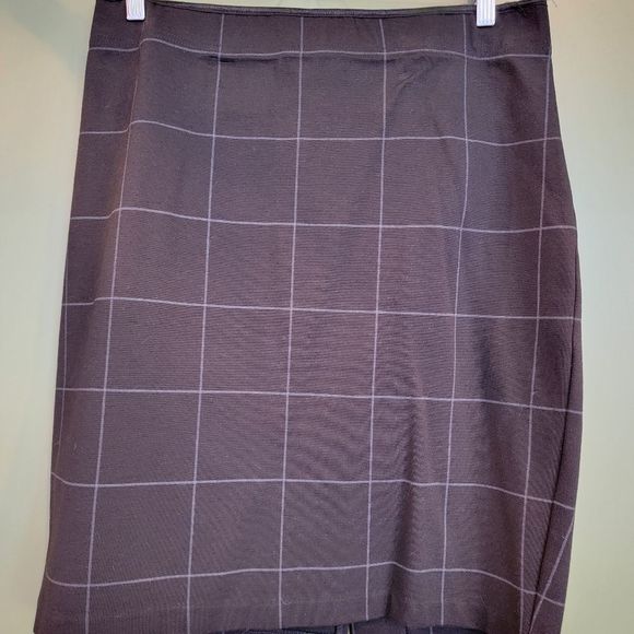 2 Women's Pencil Skirt Max Studio & Kenar Stretch 14 XL Black White Check LOT - Picture 6 of 10
